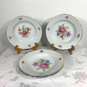 Schumann Bavaria Floral Bowls with Scalloped Gold trim New